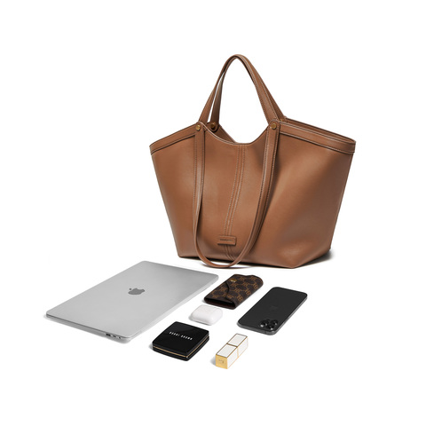 百丽包女25秋商场同款高级质感通勤大容量单肩手提托特包8573DCX5