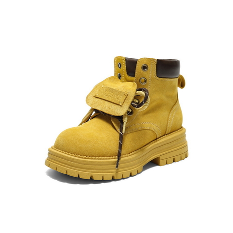 百丽复古双鞋带工装靴女2025冬新厚底增高户外休闲短靴B2745DD5