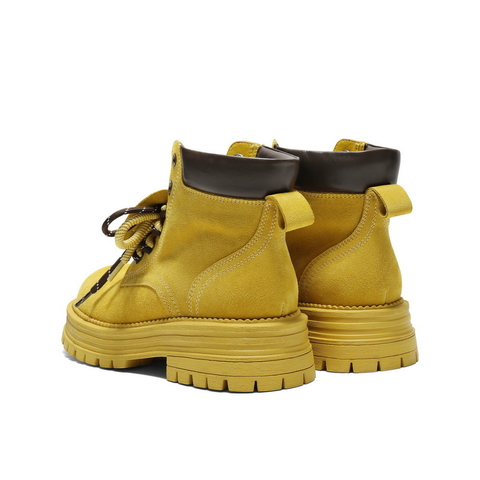 百丽复古双鞋带工装靴女2025冬新厚底增高户外休闲短靴B2745DD5