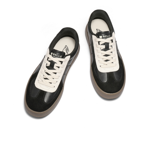 百丽复古潮搭休闲鞋男鞋2025新款秋季运动德训鞋撞色板鞋A2197CM5