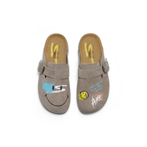 百丽SMILEY联名涂鸦勃肯鞋女2025秋新商场同款厚底拖鞋D8R2DCH5