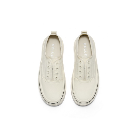 百丽简约百搭帆布鞋女2025秋新厚底便捷无系带休闲鞋B2699CM5