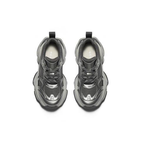 百丽拼接面透气老爹鞋女2025秋新厚底增高潮酷风休闲鞋B2798CM5