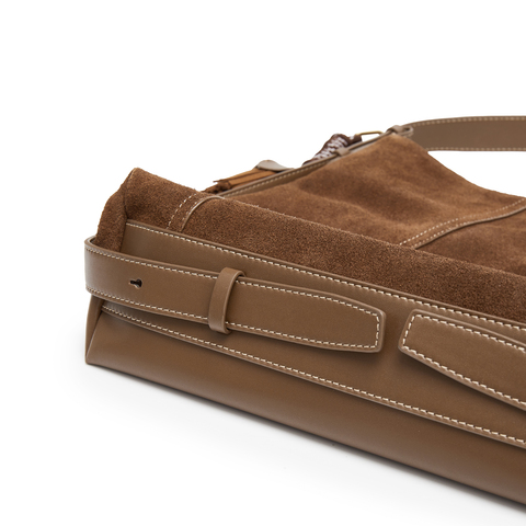 百丽包包女25秋商场同款复古绒面hobo包单肩斜挎托特包8562ACX5