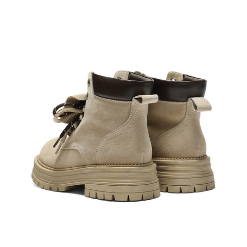 百丽复古双鞋带工装靴女2025冬新厚底增高户外休闲短靴B2745DD5