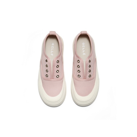 百丽便捷免系带帆布鞋女2025秋新舒适百搭休闲板鞋B2747CM5