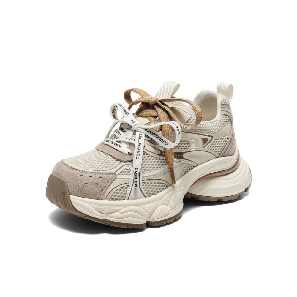 百丽时尚撞色老爹鞋女2025秋新厚底增高双鞋带休闲鞋E4D1DCM5