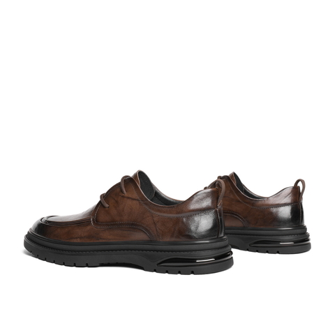 百丽通勤商务鞋男士2025秋季新款牛皮革褶皱低帮休闲皮鞋A1365CM5