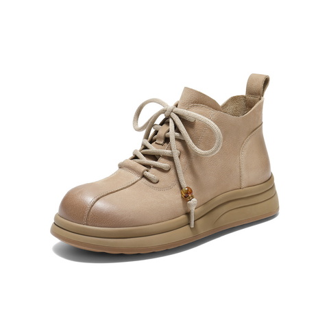 百丽复古可爱大头休闲靴女2025冬新商场同款真皮厚底短靴E5D2DDD5