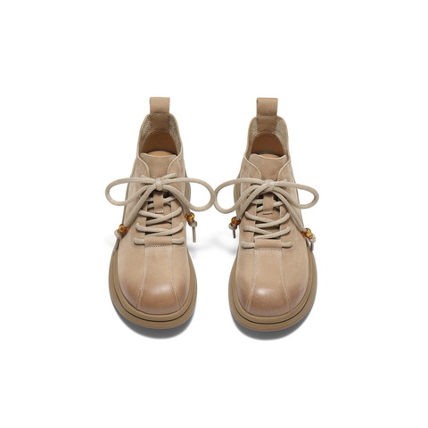 百丽复古可爱大头休闲靴女2025冬新商场同款真皮厚底短靴E5D2DDD5