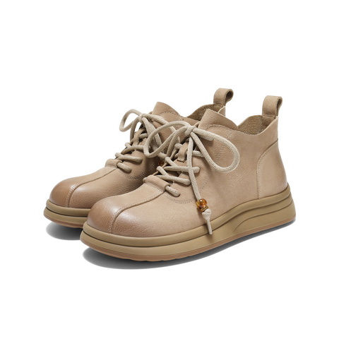 百丽复古可爱大头休闲靴女2025冬新商场同款真皮厚底短靴E5D2DDD5