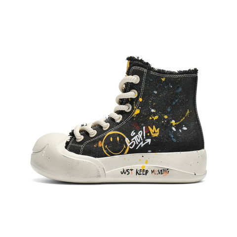 百丽SMILEY联名涂鸦帆布鞋女2025秋新商场同款厚底休闲鞋3ZJC5CD5