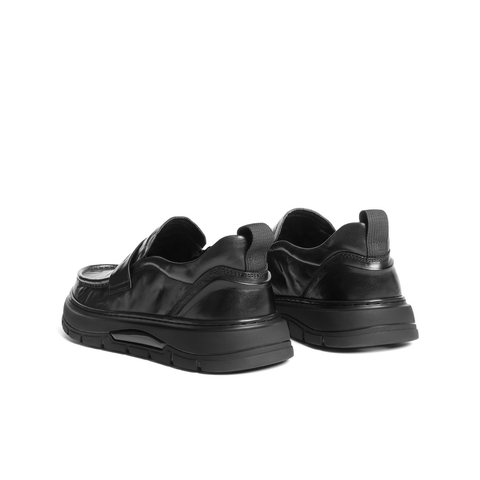 百丽一脚蹬商务皮鞋男2025新款冬季牛皮革厚底休闲乐福鞋A2193DM5