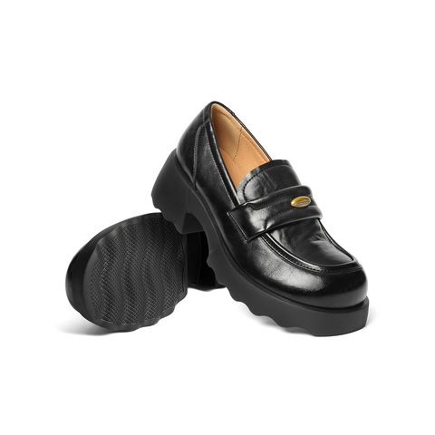 百丽质感复古乐福鞋女2025秋新厚底增高金豆jk乐福鞋B2790CA5