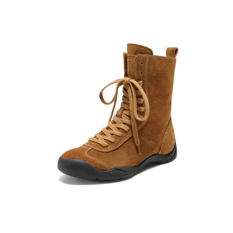 百丽复古时尚休闲靴女2025冬新商场同款低跟休闲拳击靴3RT62DZ5