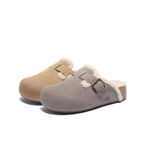 百丽保暖休闲勃肯鞋男鞋2025新款冬季可外穿厚底包头拖鞋A2233DM5