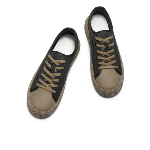 百丽贝壳头休闲帆布鞋男鞋2025新款秋季时尚潮搭简约板鞋A2147CM5