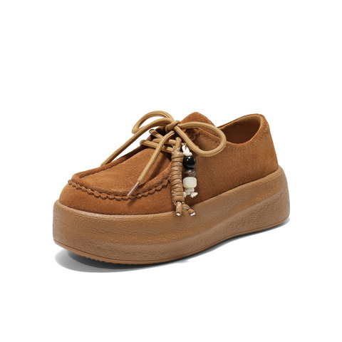 百丽复古流苏穿珠勃肯鞋女2025秋新舒适柔软厚底休闲鞋B2856CM5