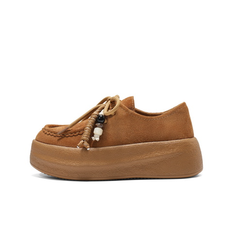 百丽复古流苏穿珠勃肯鞋女2025秋新舒适柔软厚底休闲鞋B2856CM5