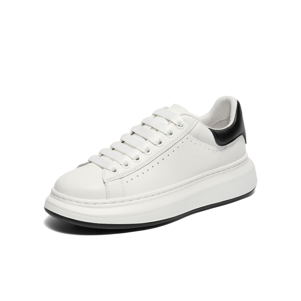 百丽百搭小白鞋男鞋2025秋新商场同款牛皮革厚底休闲板鞋8LB01CM5