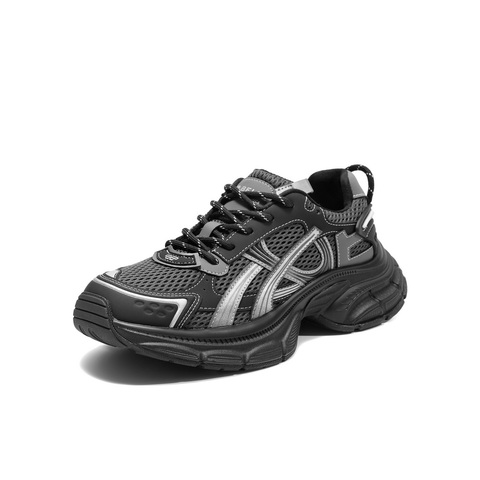 百丽舒适透气大网孔老爹鞋女2025秋新厚底增高潮酷休闲鞋E7Q1DCM5