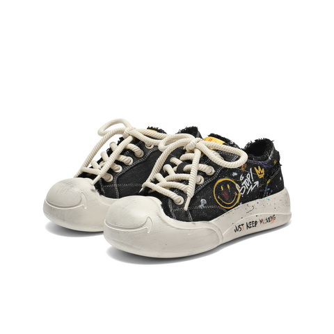 百丽SMILEY联名涂鸦帆布鞋女2025秋新商场同款高帮休闲鞋3ZJC4CM5