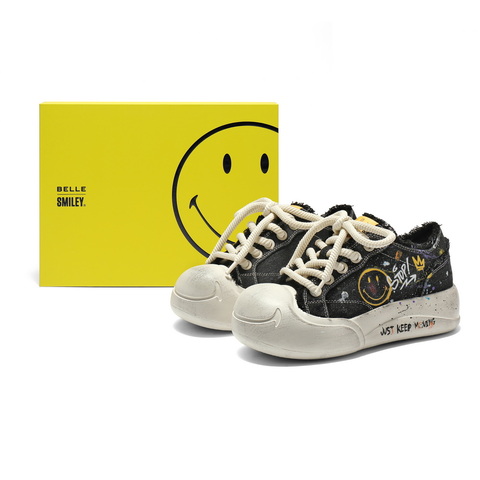 百丽SMILEY联名涂鸦帆布鞋女2025秋新商场同款高帮休闲鞋3ZJC4CM5