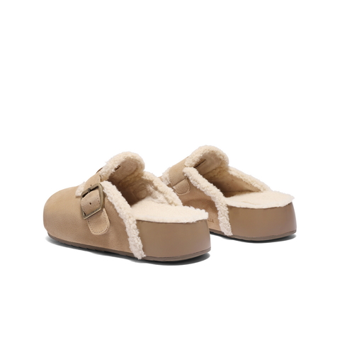 百丽保暖休闲勃肯鞋男鞋2025新款冬季可外穿厚底包头拖鞋A2233DM5