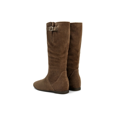 百丽复古简约西部靴女2025冬新商场同款内增高高筒靴E5Y1DDG5