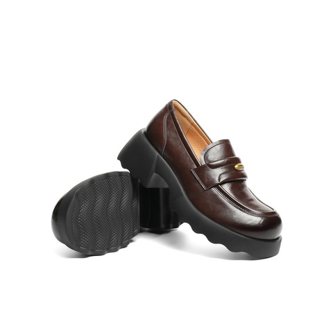 百丽质感复古乐福鞋女2025秋新厚底增高金豆jk乐福鞋B2790CA5