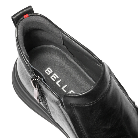 百丽高帮休闲皮鞋男士2025新款冬季牛皮革一脚蹬商务短靴A2187DD5