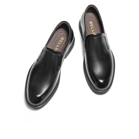 百丽一脚蹬商务鞋男2025新秋商场同款牛皮革正装乐福皮鞋8TR02CM5