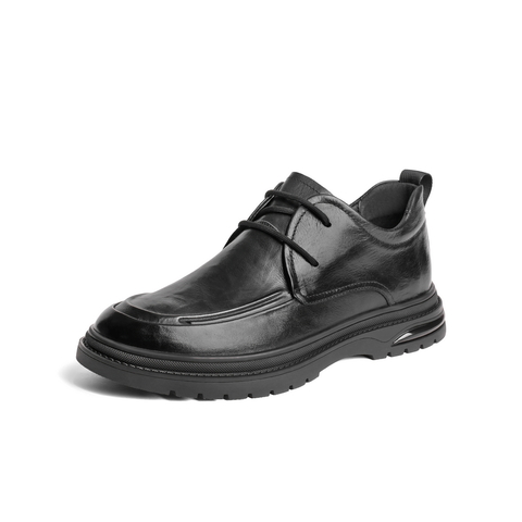 百丽通勤商务鞋男士2025秋季新款牛皮革褶皱低帮休闲皮鞋A1365CM5