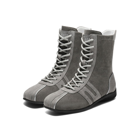 百丽时髦撞色休闲靴女2025冬新商场同款舒适薄底拳击靴E6P1DDZ5