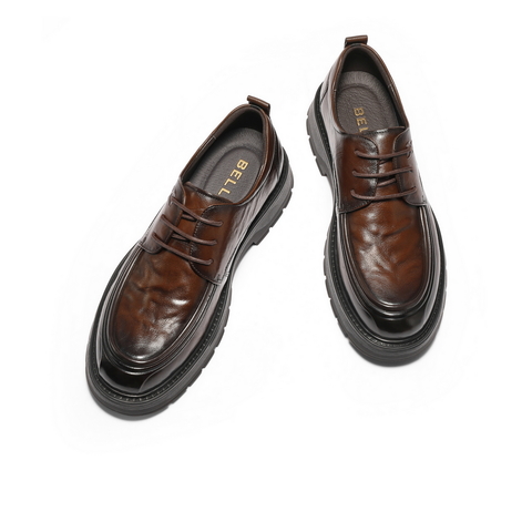 百丽厚底商务鞋男鞋2025新款冬季商场同款牛皮革休闲皮鞋8VU01DM5