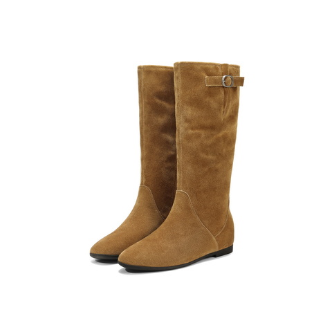 百丽复古简约西部靴女2025冬新商场同款内增高高筒靴E5Y1DDG5