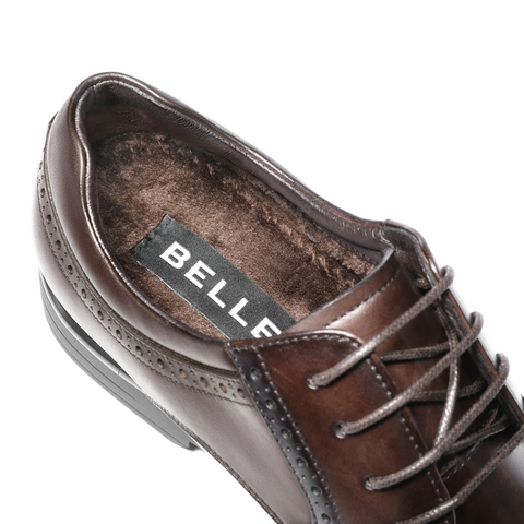 百丽绅士商务皮鞋男2025新款冬商场同款牛皮革正装鞋加绒8VS01DM5