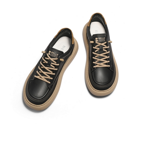 百丽厚底增高休闲鞋男2025新款秋季商场同款套脚工装板鞋8XE01CM5