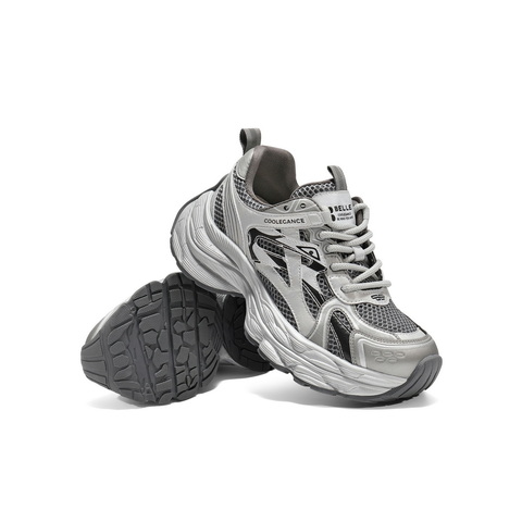 百丽潮酷拼接面老爹鞋女2025秋新商场同款厚底增高休闲鞋E7G1DCM5