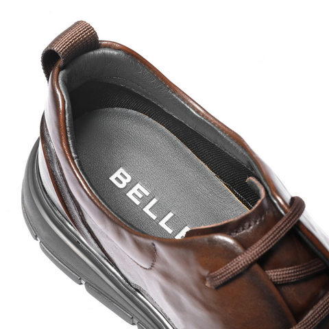 百丽质感商务皮鞋男2025新款冬季复古抓纹牛皮休闲鞋A2192DM5