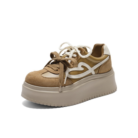 百丽时尚爱心小白板鞋女2025秋新厚底增高双鞋带休闲鞋B2906CM5