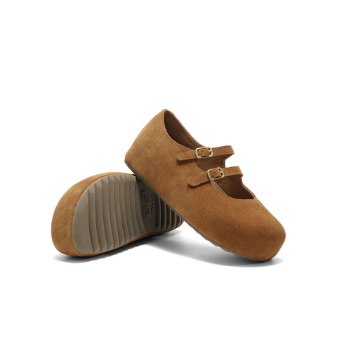 百丽复古绒感勃肯鞋女2025秋新厚底增高双条带玛丽珍鞋B2883CQ5