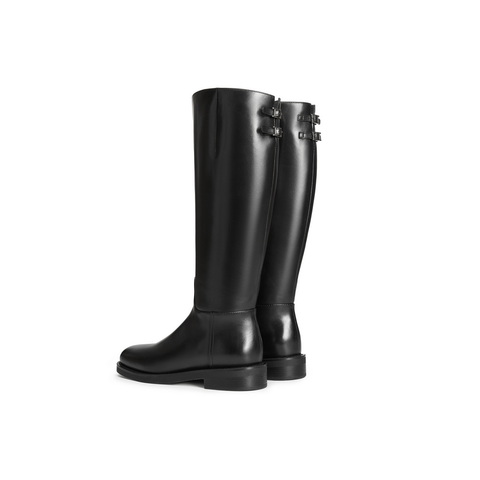 百丽简约百搭骑士靴女2025冬新商场同款质感真皮长筒靴E4G1DDG5