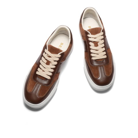 百丽时尚百搭小白鞋男2025新款秋季简约德训厚底休闲板鞋A2028CM5