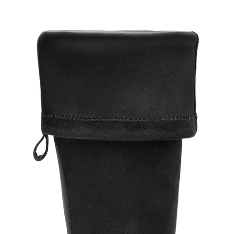 百丽复古时尚绒面弹力靴女2025冬新厚底防撞头弹力高靴E4V1DDG5