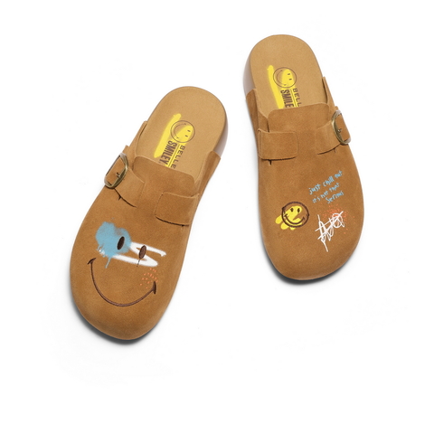 百丽SMILEY联名涂鸦勃肯鞋男2025新款秋季厚底拖鞋A2241CT5