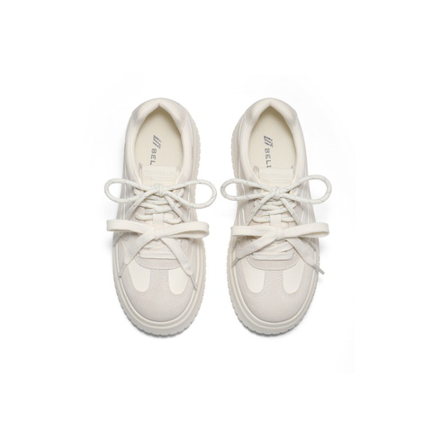 百丽时尚爱心小白板鞋女2025秋新厚底增高双鞋带休闲鞋B2906CM5