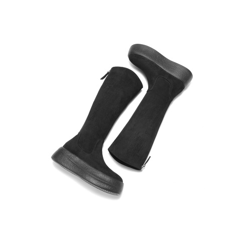 百丽复古简约弹力靴女2025冬新厚底增高休闲弹力高靴B2822DG5