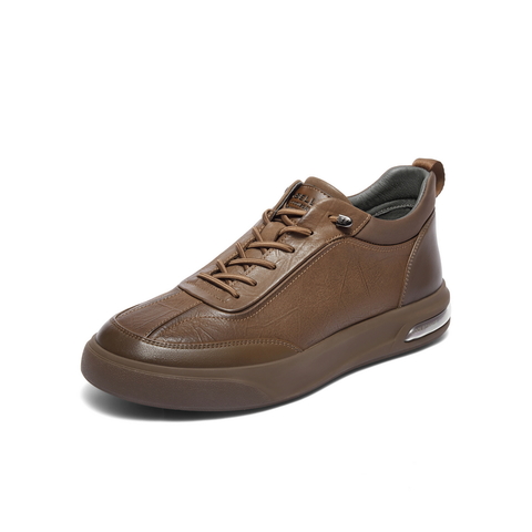 百丽高帮板鞋男2025新款冬季商场同款牛皮革厚底休闲鞋8WB01DM5