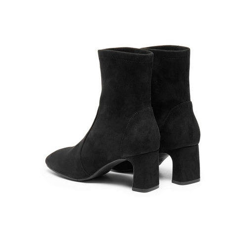 百丽复古气质时装靴女2025冬新商场同款优雅粗高跟短靴E5P1DDZ5